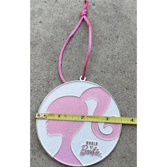 Vintage Barbie World of Barbie Pink/White Glitter Round Ornament Mattel 2022 - Picture 5 of 7